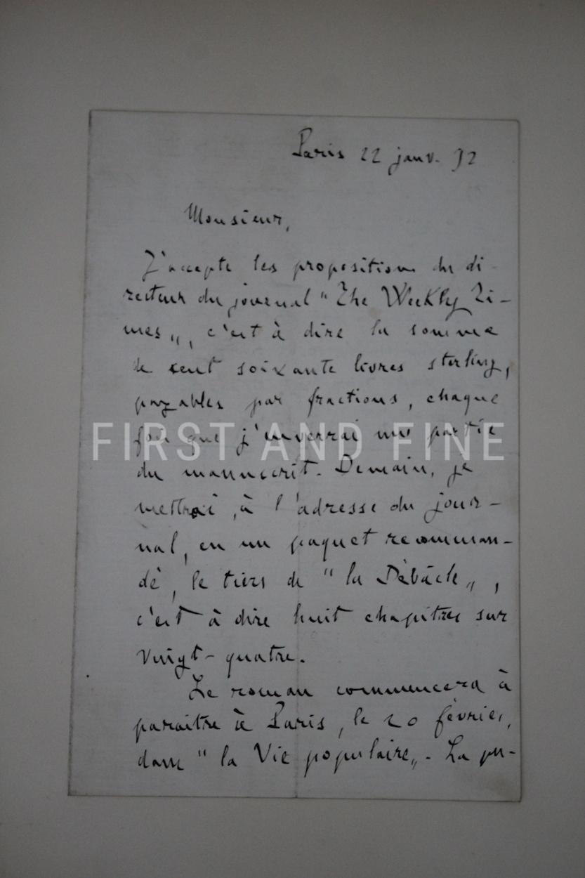 Zola, Emile (1892-1902) original autograph letters to his friend and tranlator Ernest Vizetelly and original photographs taken by Zola - Image 7