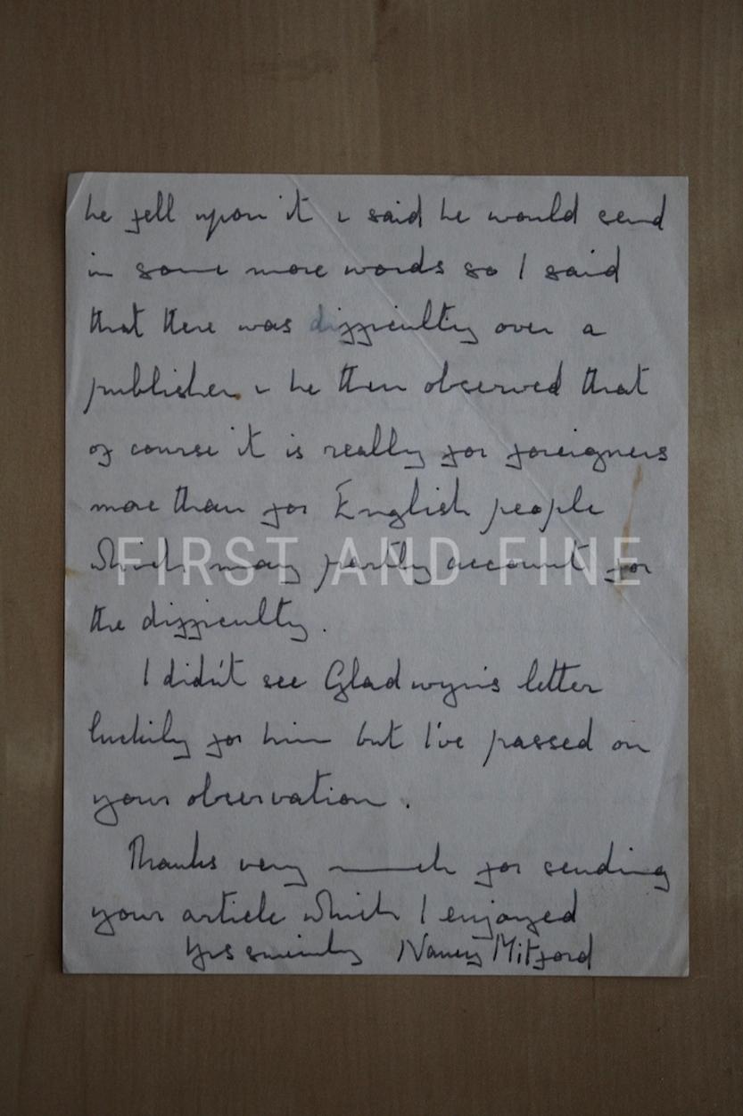 Mitford, Nancy (1949) 'Love in a Cold Climate', UK first edition with handwritten and signed letter - Image 4