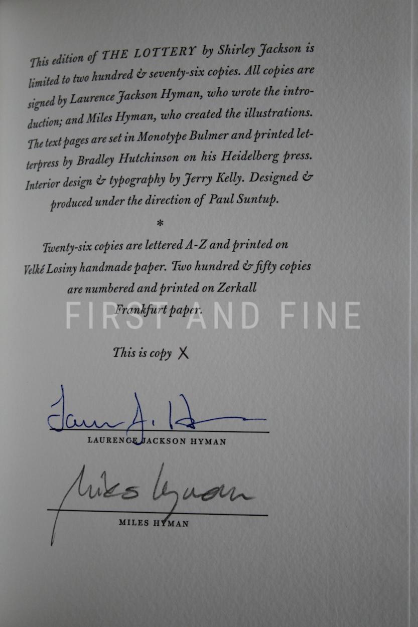 Jackson, Shirley (2020) 'The Lottery', US signed deluxe lettered and numbered Suntup limited editions - Image 3