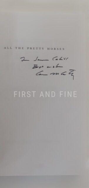McCarthy, Cormac (1992) 'All the Pretty Horses', US signed and inscribed uncorrected proof - Image 2