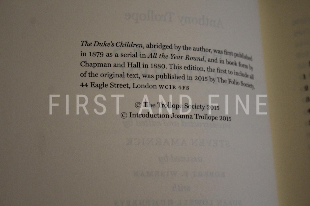 Trollope, Anthony (2015) 'The Duke's Children', Folio Society limited edition and first complete text edition - Image 3