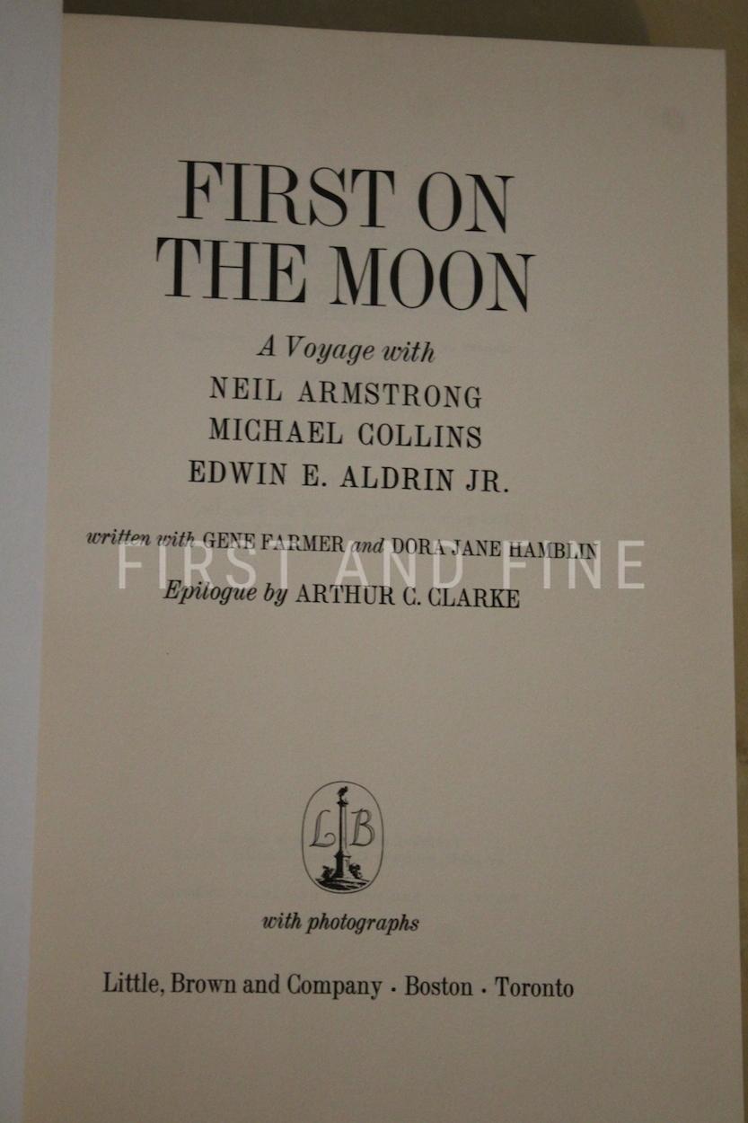 Armstrong, Neil; Aldrin, Buzz; and Collins, Michael (1970) 'First on the Moon', US first edition with a First Day Cover signed by all three astronauts. - Image 9