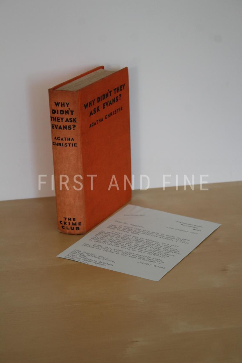 Christie, Agatha (1934) 'Why Didn't They Ask Evans', UK first edition with a fascinating original signed Christie letter