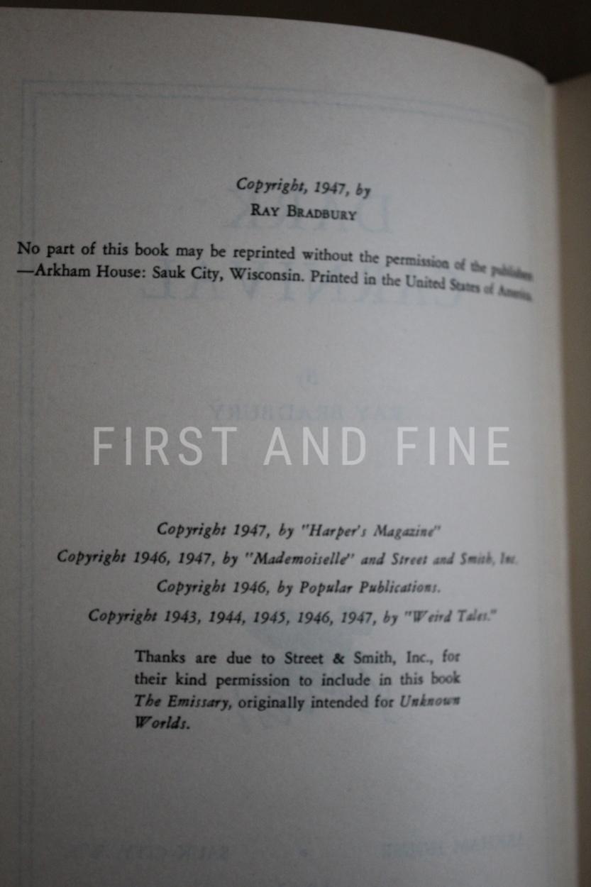 Bradbury, Ray (1947) 'Dark Carnival', US signed and inscribed first edition - Image 4