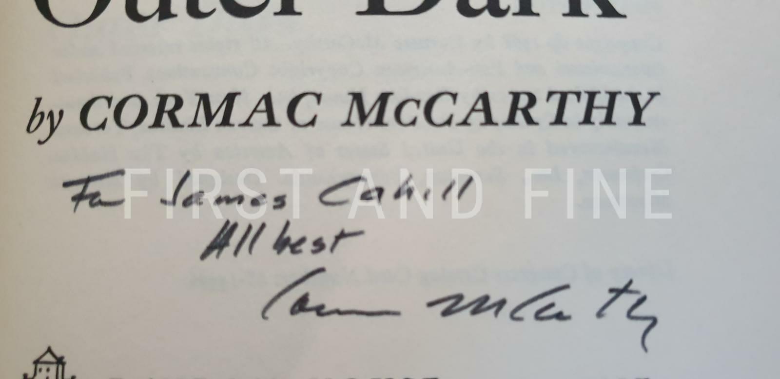 McCarthy, Cormac (1968) 'Outer Dark', US signed and inscribed first edition, beautifully rebound - Image 2