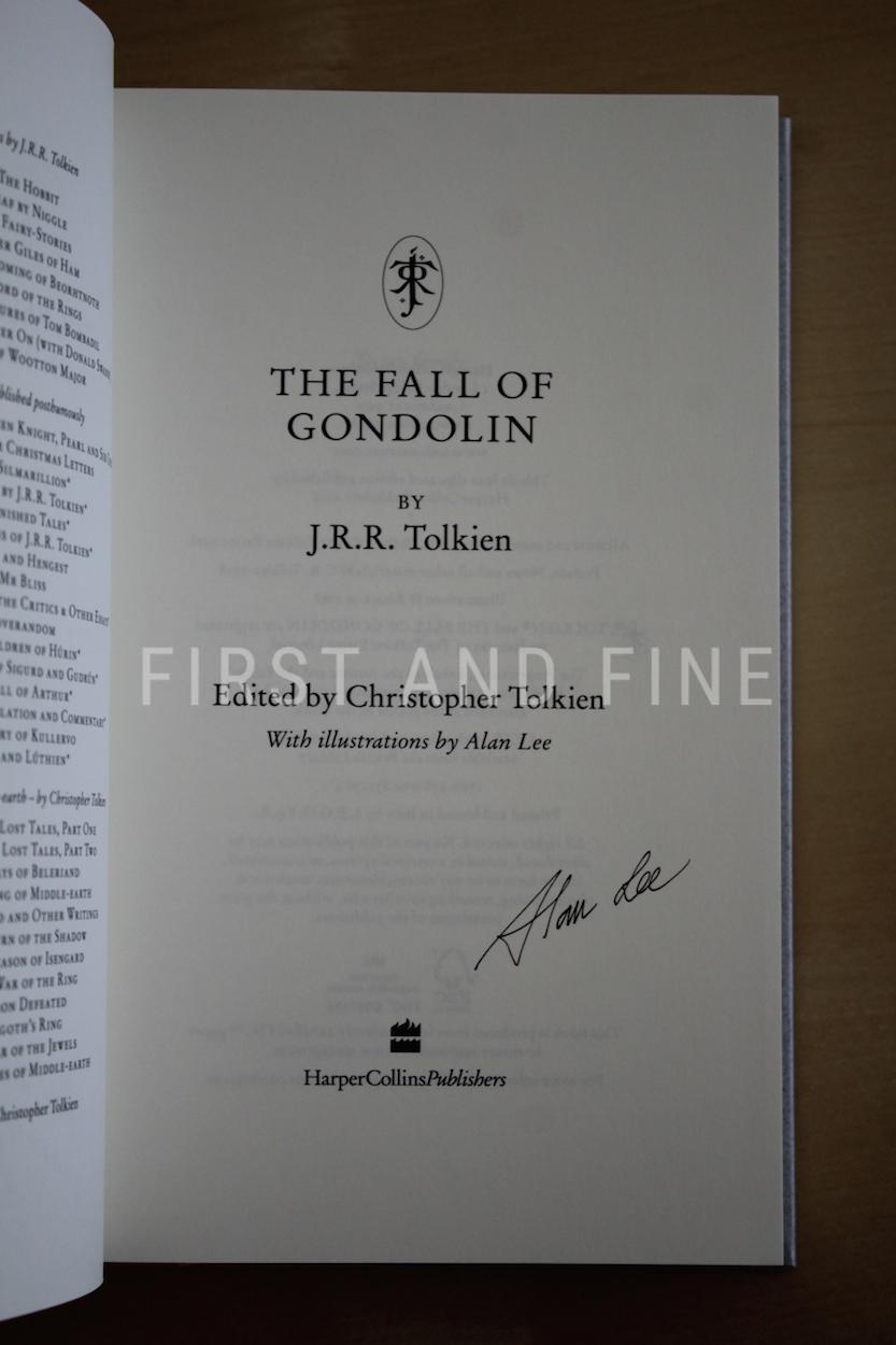 Tolkien, J.R.R. (author); Tolkien, Christopher (editor) and Lee, Alan (illustrator) (2018) 'The Fall of Gondolin', UK deluxe first edition, signed and sketched by Alan Lee - Image 3