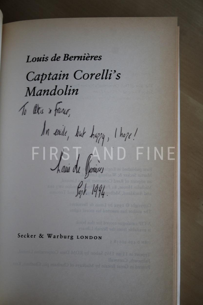 de Bernieres, Louis (1994) ‘Captain Corelli’s Mandolin’, UK signed first edition - Image 2