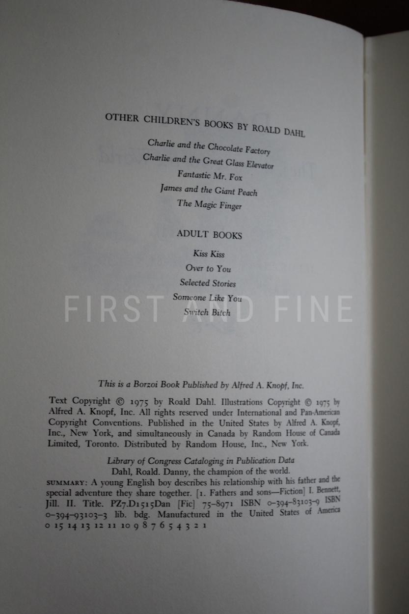 Dahl, Roald (1975) 'Danny, The Champion of the World', US signed and inscribed first edition - Image 3