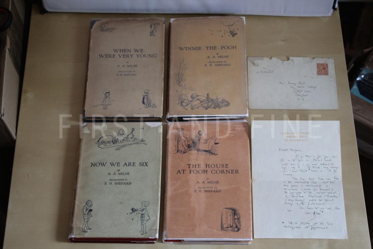 Milne, A.A. (1924-28) the complete 'Winnie-the-Pooh' books, UK first editions with fascinating original handwritten and signed letter