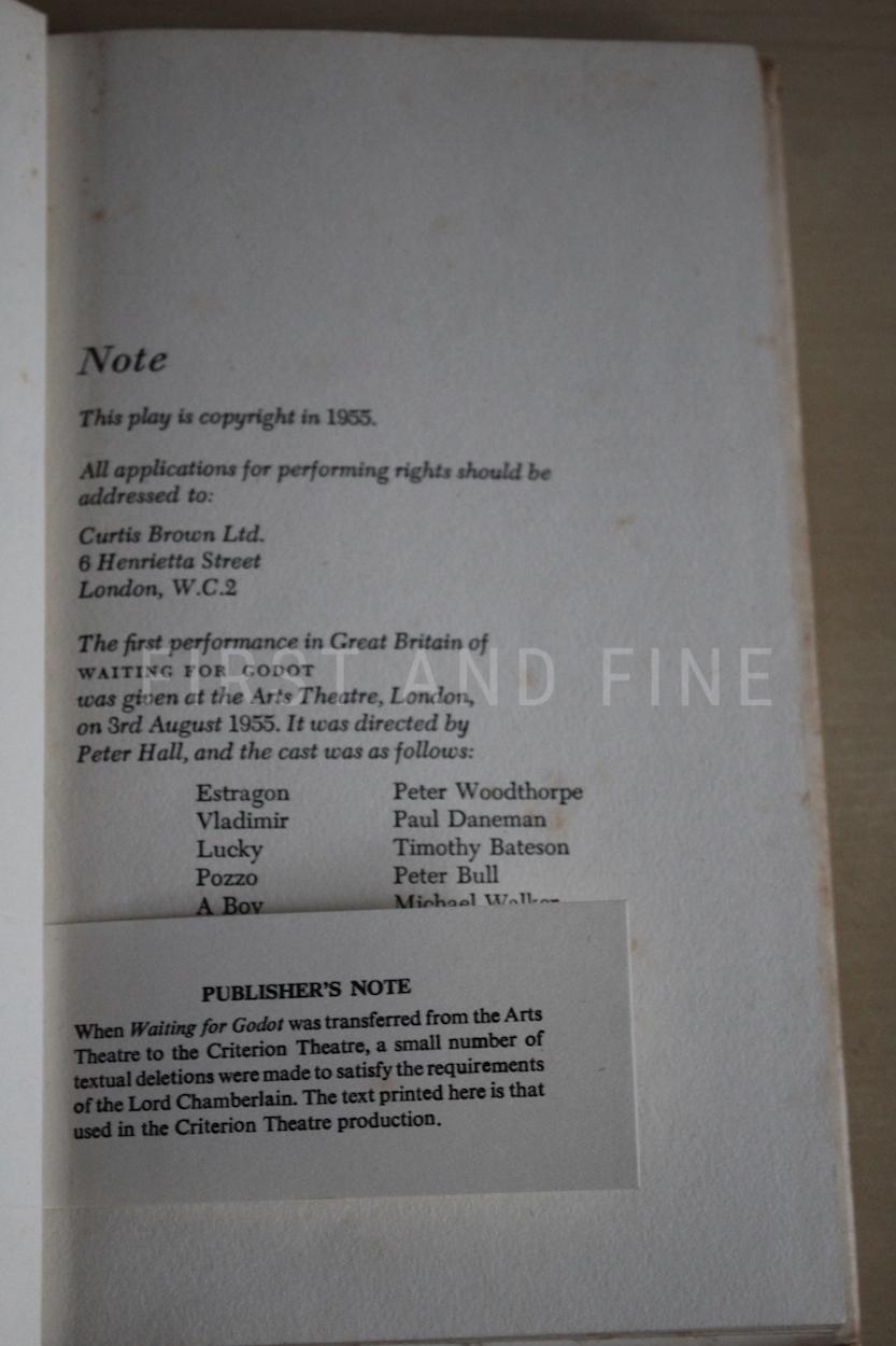 Beckett, Samuel (1956) 'Waiting for Godot', UK first edition with original handwritten and signed letter - Image 4