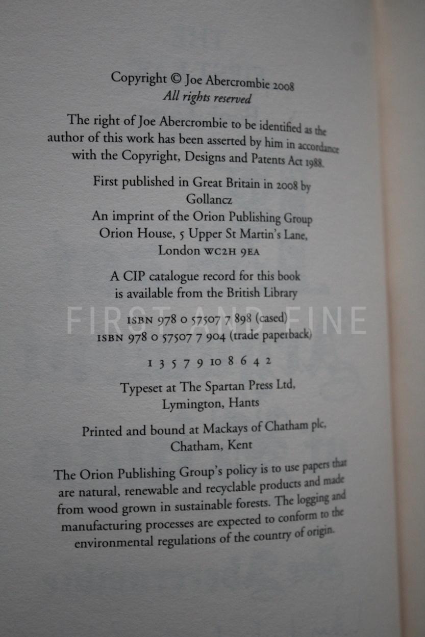 Abercrombie, Joe (2006-08) 'The First Law' trilogy (The Blade Itself; Before They Are Hanged; Last Argument of Kings), UK signed first edition set - Image 7