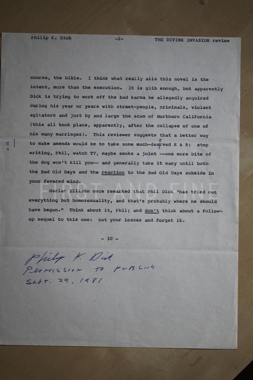 Dick, Phlip K. (1968) 'Do Androids Dream of Electric Sheep', US first edition with an original signed letter and Dick's original signed book review - Image 4