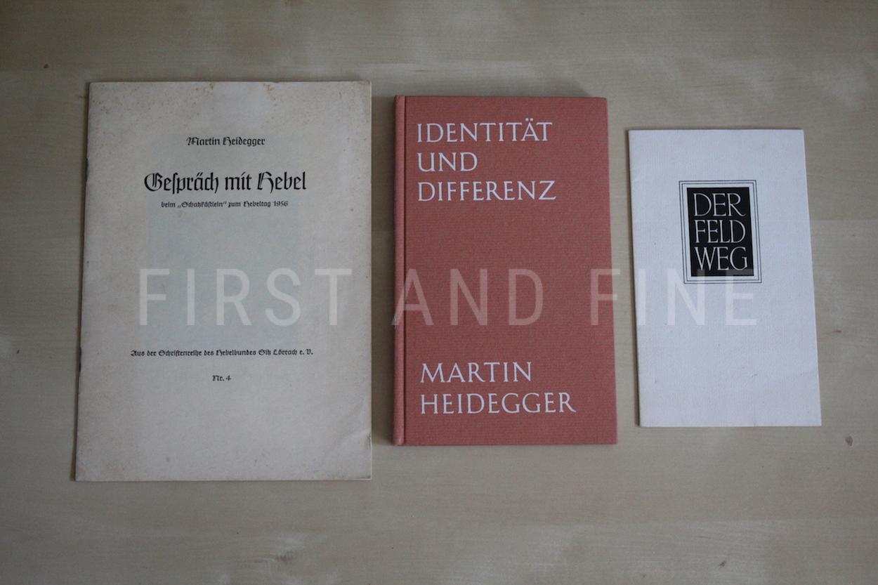 Heidegger, Martin (1953-1957) 'Der Feldweg'; 'Identität und Differenz'; Gespräch mit Hebel', German first editions, signed and inscribed