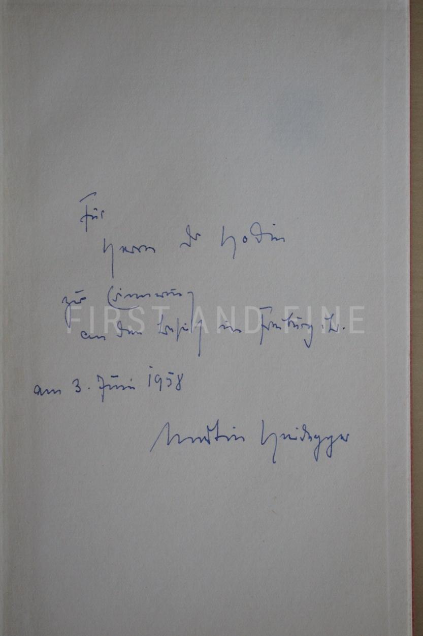 Heidegger, Martin (1953-1957) 'Der Feldweg'; 'Identität und Differenz'; Gespräch mit Hebel', German first editions, signed and inscribed - Image 4