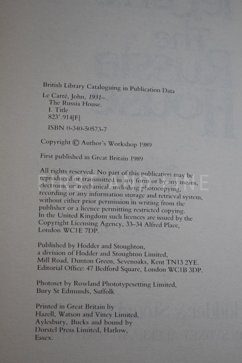 le Carré, John (1989) 'The Russia House', UK signed first edition - Image 3