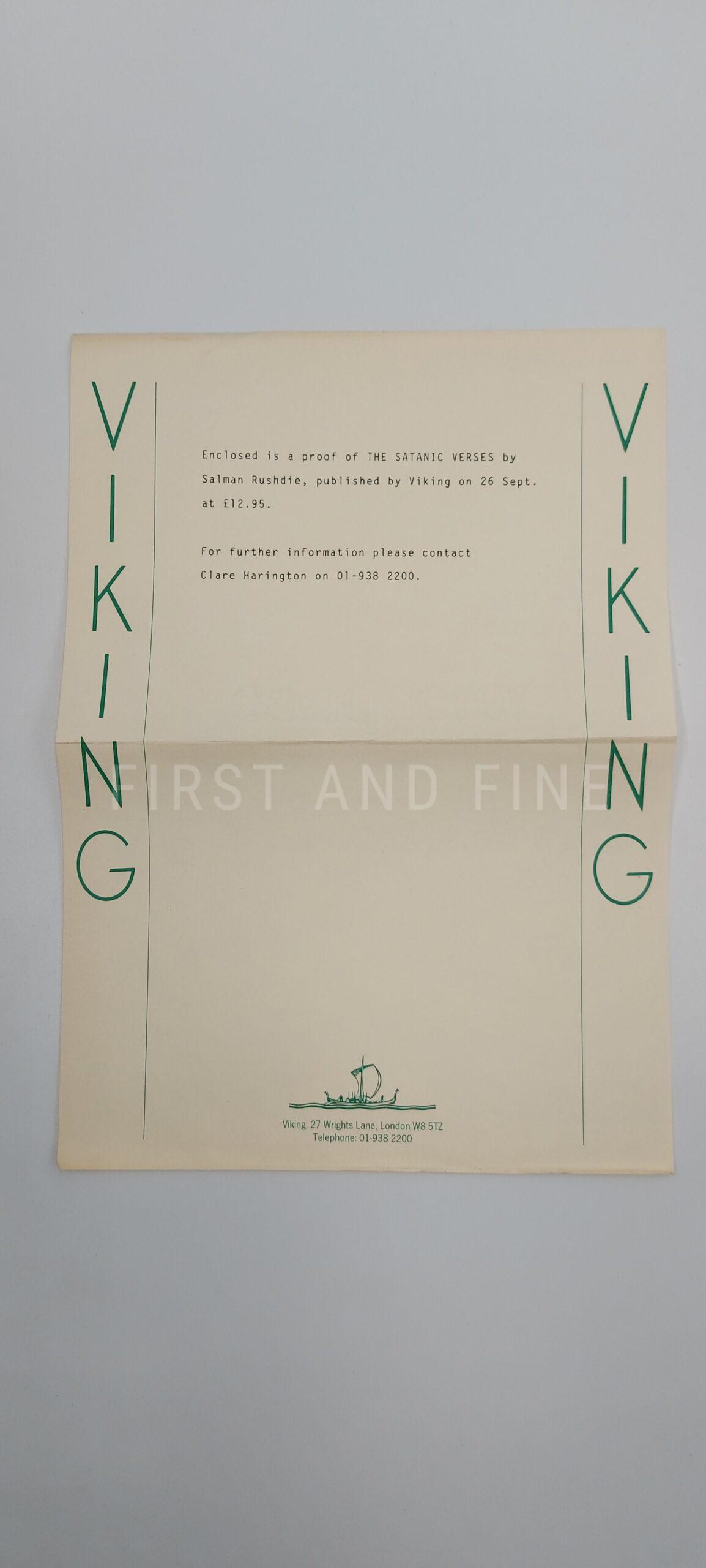 Rushdie, Salaman (1988) 'The Satanic Verses', UK uniquely signed first edition with the UK uncorrected proof - Image 17
