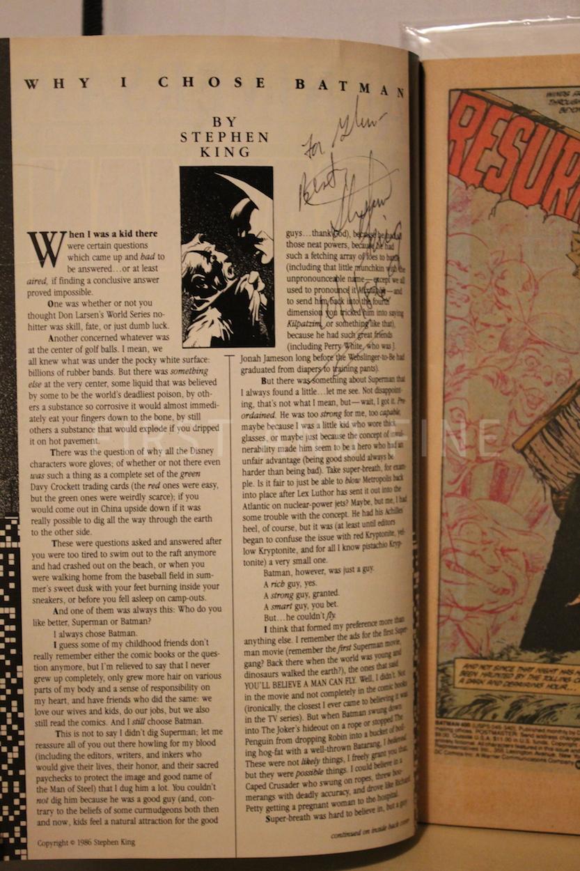 King, Stephen (foreword) (1986) 'Batman' issue 400, signed and inscribed by Stephen King to artist Glenn Chabourne - Image 2