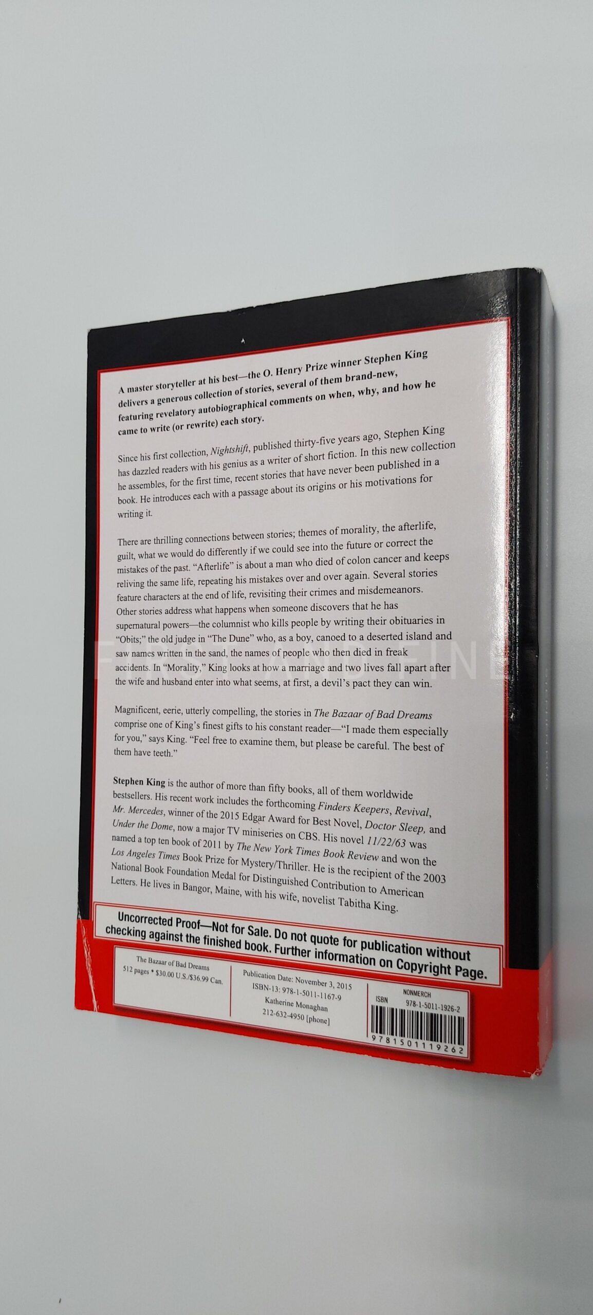 King, Stephen (2015) 'The Bazaar of Bad Dreams', US uncorrected proof, signed by King - Image 5