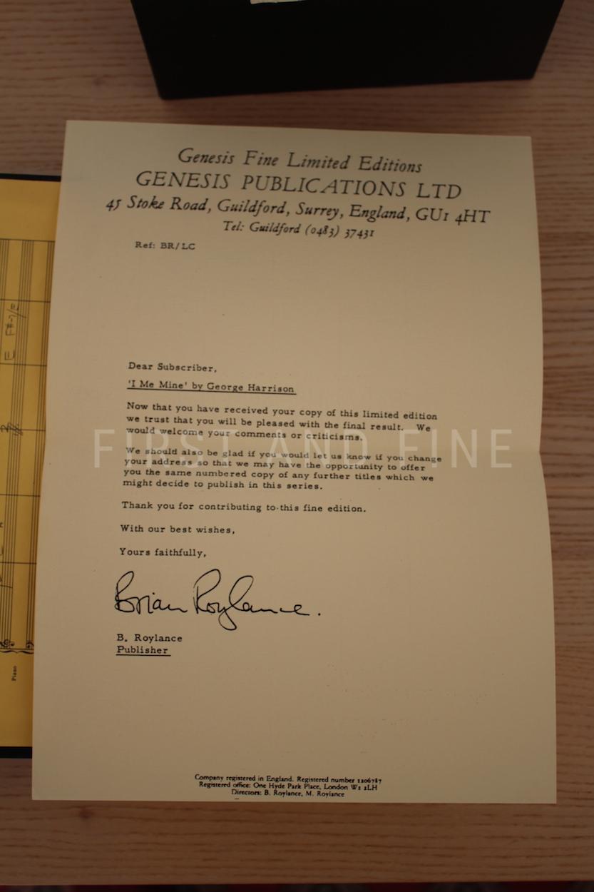 Harrison, George (1980) 'I, Me, Mine', UK signed limited edition, published by Genesis Publications - Image 3