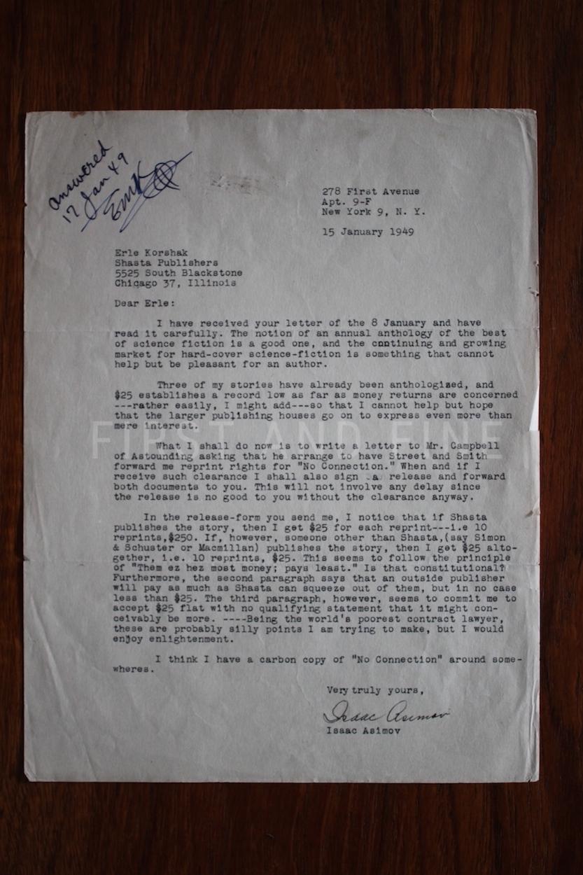 Asimov, Isaac (1951-53) 'Foundation' trilogy, US first edition first state set with an original association letter signed by Asimov - Image 2