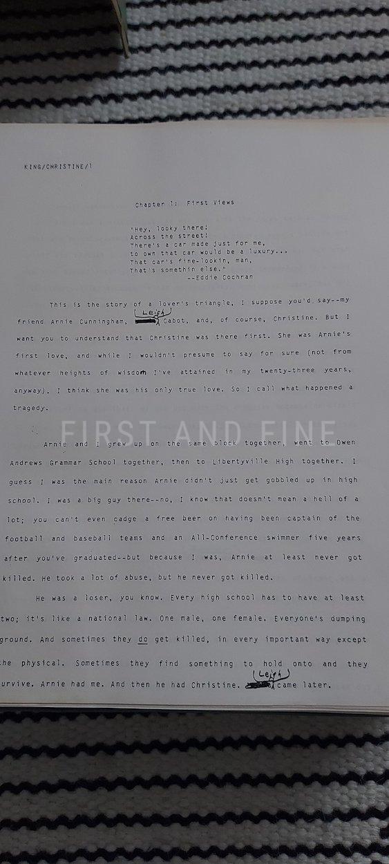 King, Stephen (1983) 'Christine', US signed and beautifully inscribed association copy to his editor at Doubleday Bill Thompson. Together with a copy of the 'Christine' manuscript - Image 14