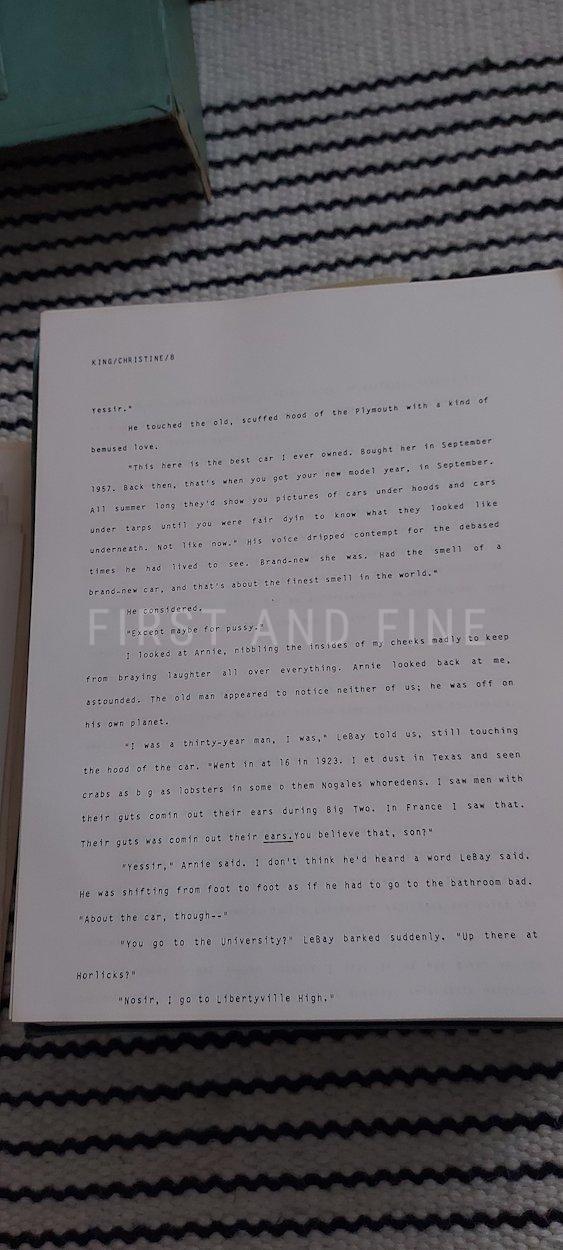 King, Stephen (1983) 'Christine', US signed and beautifully inscribed association copy to his editor at Doubleday Bill Thompson. Together with a copy of the 'Christine' manuscript - Image 18