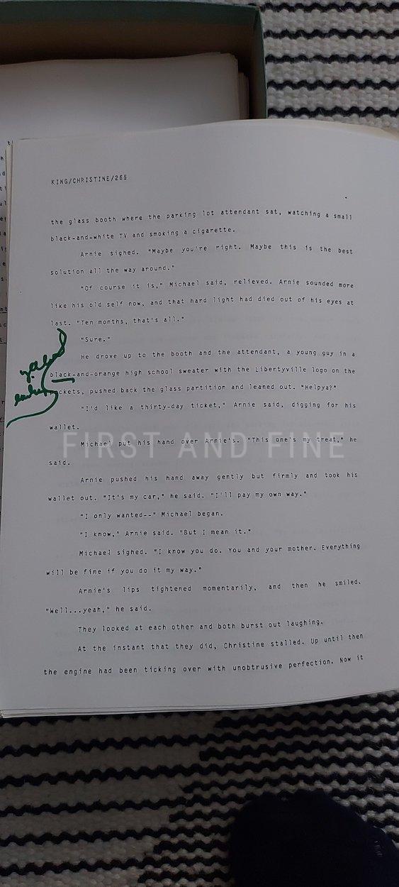 King, Stephen (1983) 'Christine', US signed and beautifully inscribed association copy to his editor at Doubleday Bill Thompson. Together with a copy of the 'Christine' manuscript - Image 21