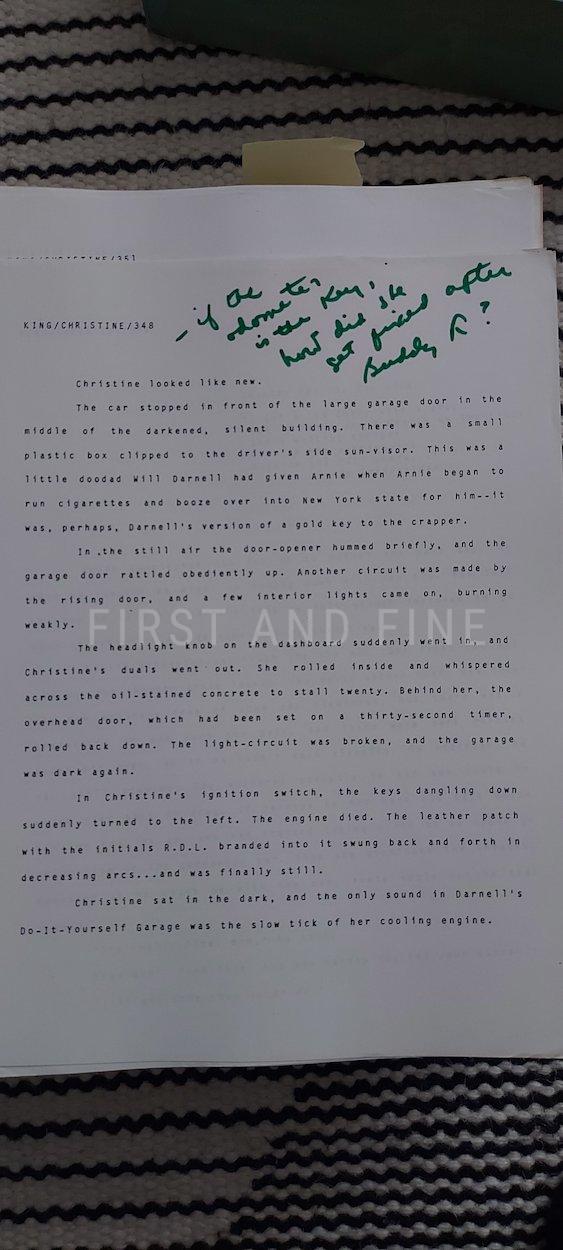 King, Stephen (1983) 'Christine', US signed and beautifully inscribed association copy to his editor at Doubleday Bill Thompson. Together with a copy of the 'Christine' manuscript - Image 24