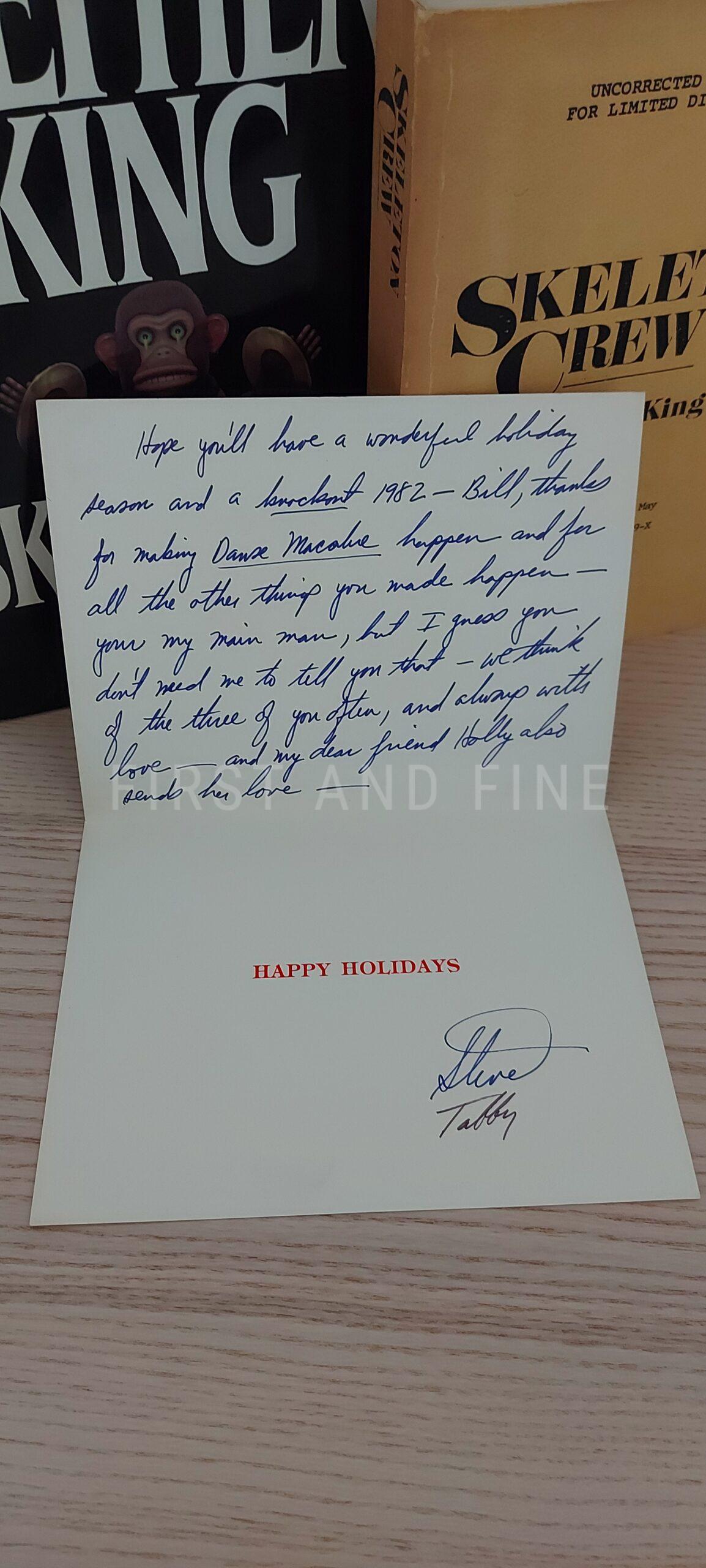 King, Stephen (1985) 'Skeleton Crew', US signed first edition with the uncorrected proof, plus a warmly inscribed Christmas card to his editor Bill Thompson - Image 2