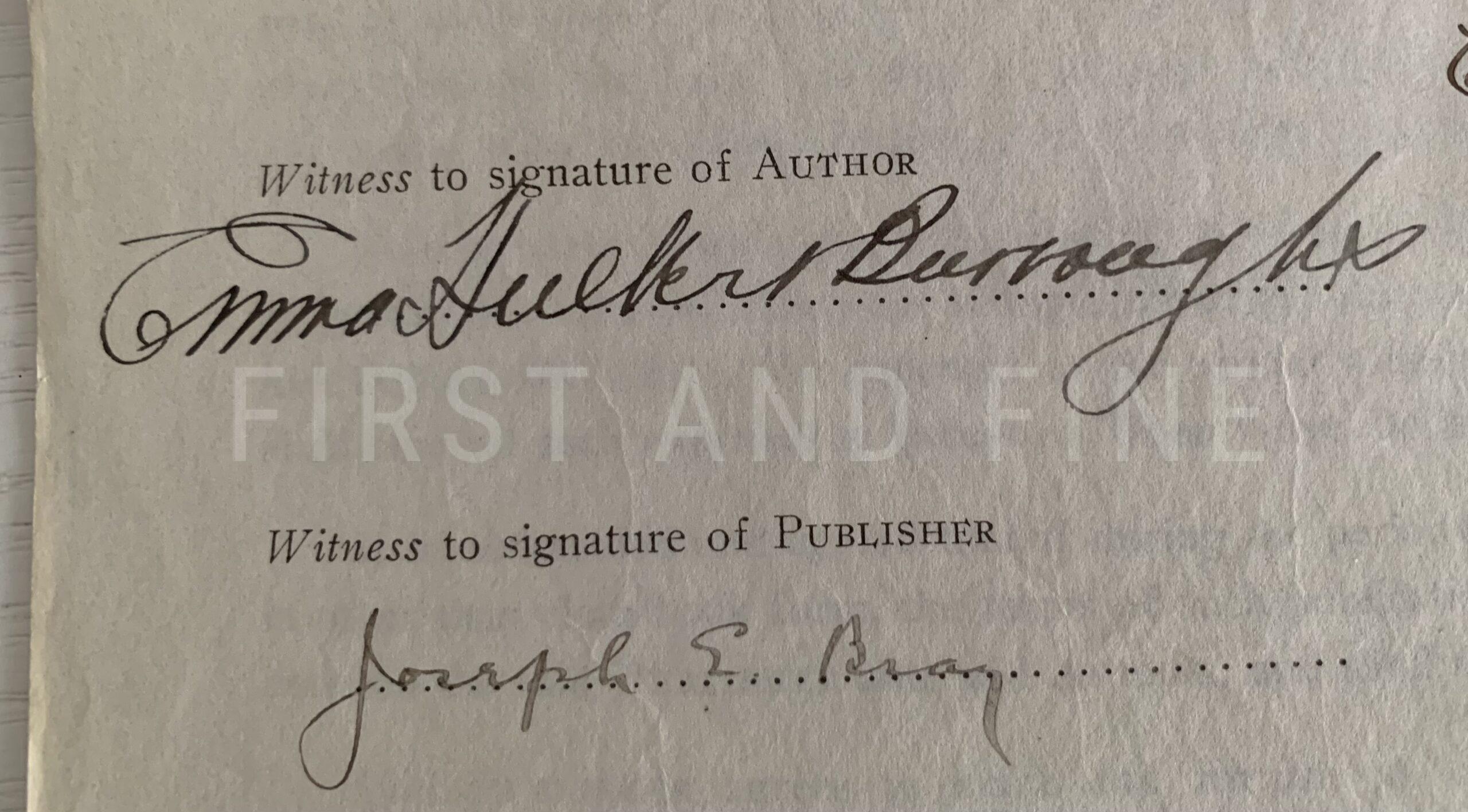 Burroughs, Edgar Rice (1918) 'Tarzan and the Jewels of Opar', US first edition with signed contract between the publisher and Burroughs - Image 15