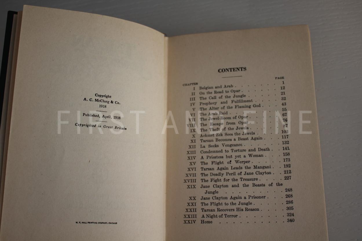 Burroughs, Edgar Rice (1918) 'Tarzan and the Jewels of Opar', US first edition with signed contract between the publisher and Burroughs - Image 2