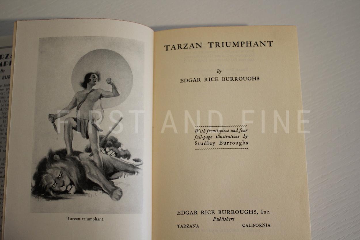 Burroughs, Edgar Rice (1932) 'Tarzan Triumphant', US signed and inscribed first edition family association copy, plus dust jacket proofs - Image 4