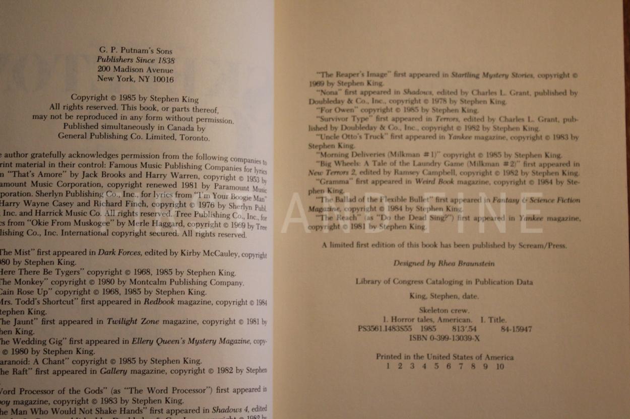 King, Stephen (1985) 'Skeleton Crew', US signed first edition with the uncorrected proof, plus a warmly inscribed Christmas card to his editor Bill Thompson - Image 5