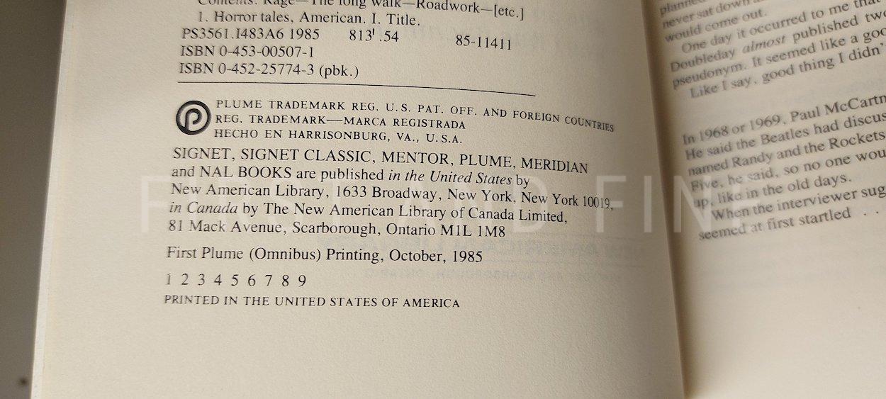 King, Stephen (1985) 'The Bachman Books', US signed first Omnibus edition with the first paperback Plume edition - Image 3