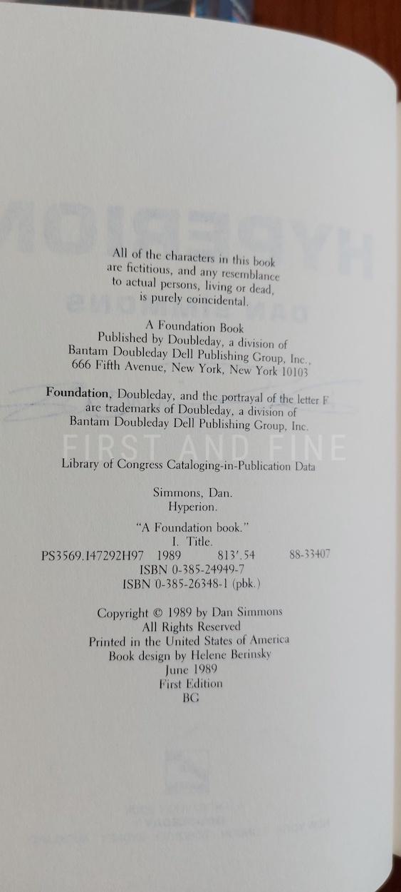 Simmons, Dan (1989 & 1990) 'Hyperion' and 'The Fall of Hyperion', US signed first editions - Image 4