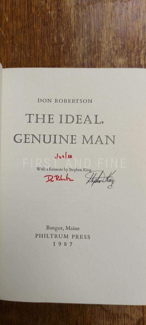 Robertson, Don (author) and King, Stephen (introducer) 'The Ideal, Genuine Man', US double signed first edition - Image 2