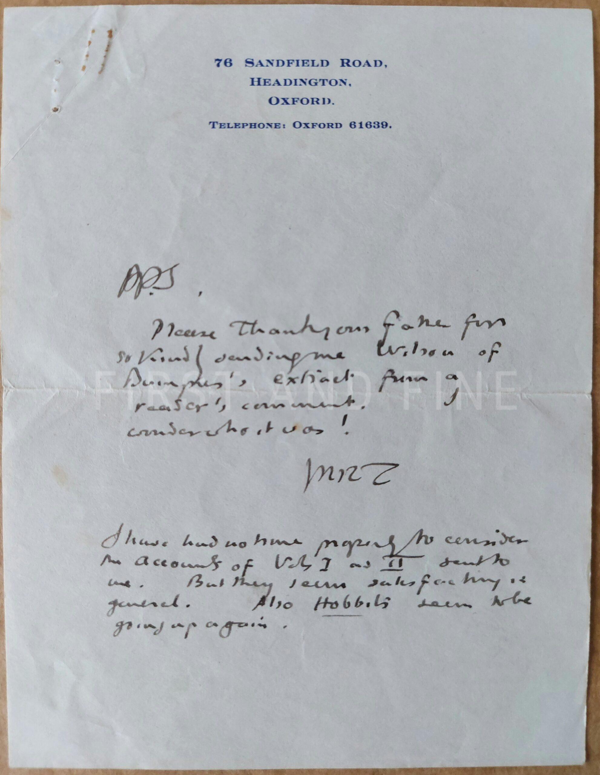 Tolkien, J.R.R. (1955) handwritten letter to Rayner Unwin on difficulties in preparing the final volume of Lord of the Rings - Image 5