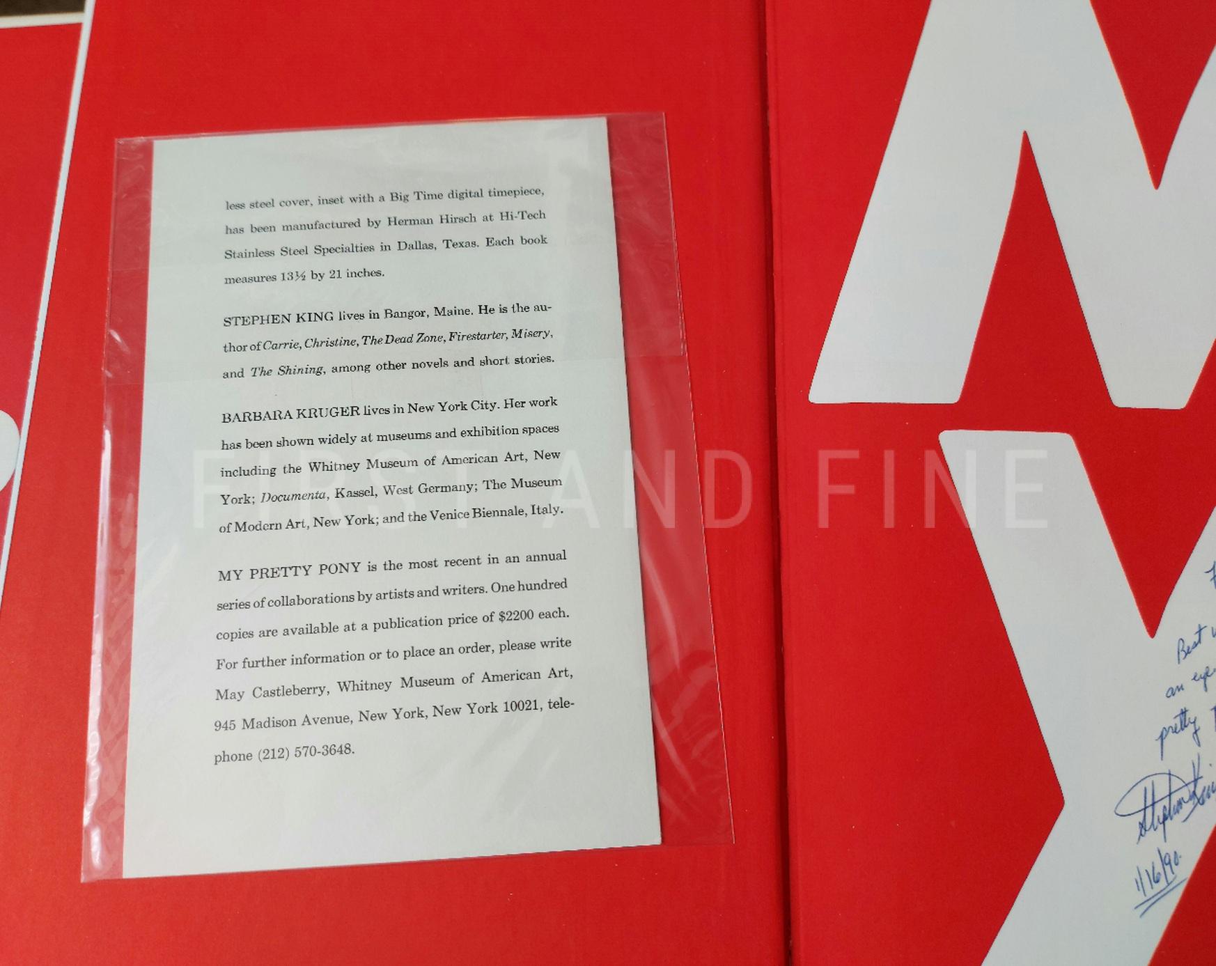King, Stephen; and Kruger, Barbara (1988) 'My Pretty Pony', US signed and inscribed first edition - Image 3