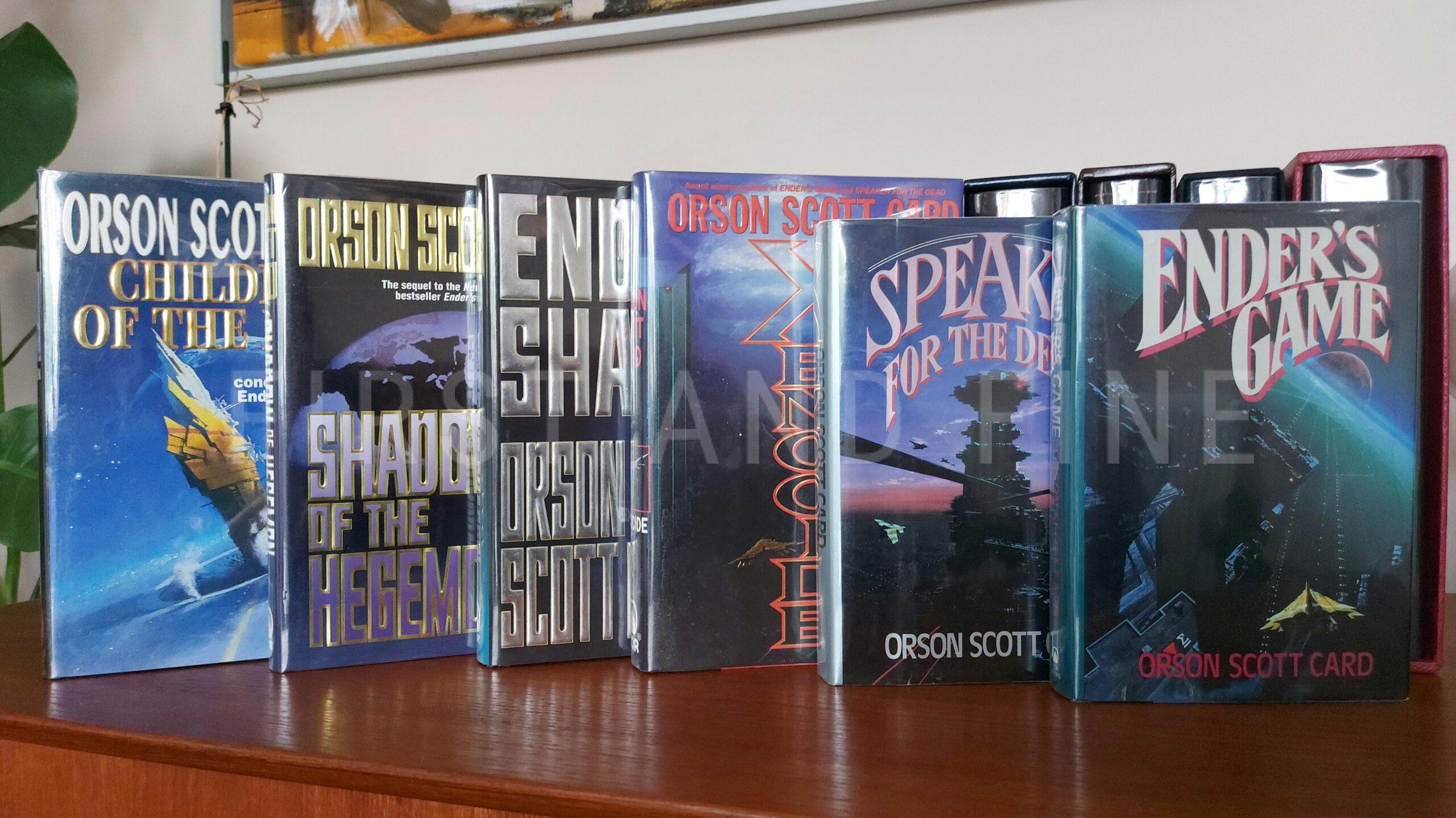 Card, Orscon Scott (1985-01) 'Ender's Game'; 'Speaker for the Dead'; 'Xenocide'; 'Children of the Mind'; 'Ender's Shadow'; 'Shadow of the Hegemon' - the first six novels in Ender's Game Series, all US signed first editions