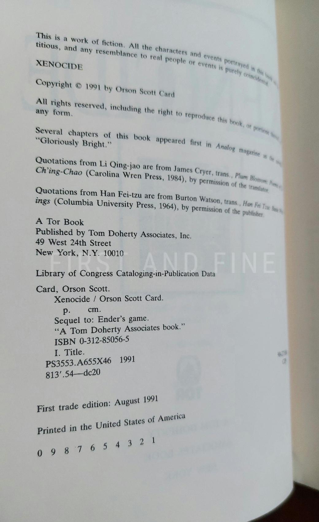 Card, Orscon Scott (1985-01) 'Ender's Game'; 'Speaker for the Dead'; 'Xenocide'; 'Children of the Mind'; 'Ender's Shadow'; 'Shadow of the Hegemon' - the first six novels in Ender's Game Series, all US signed first editions - Image 10
