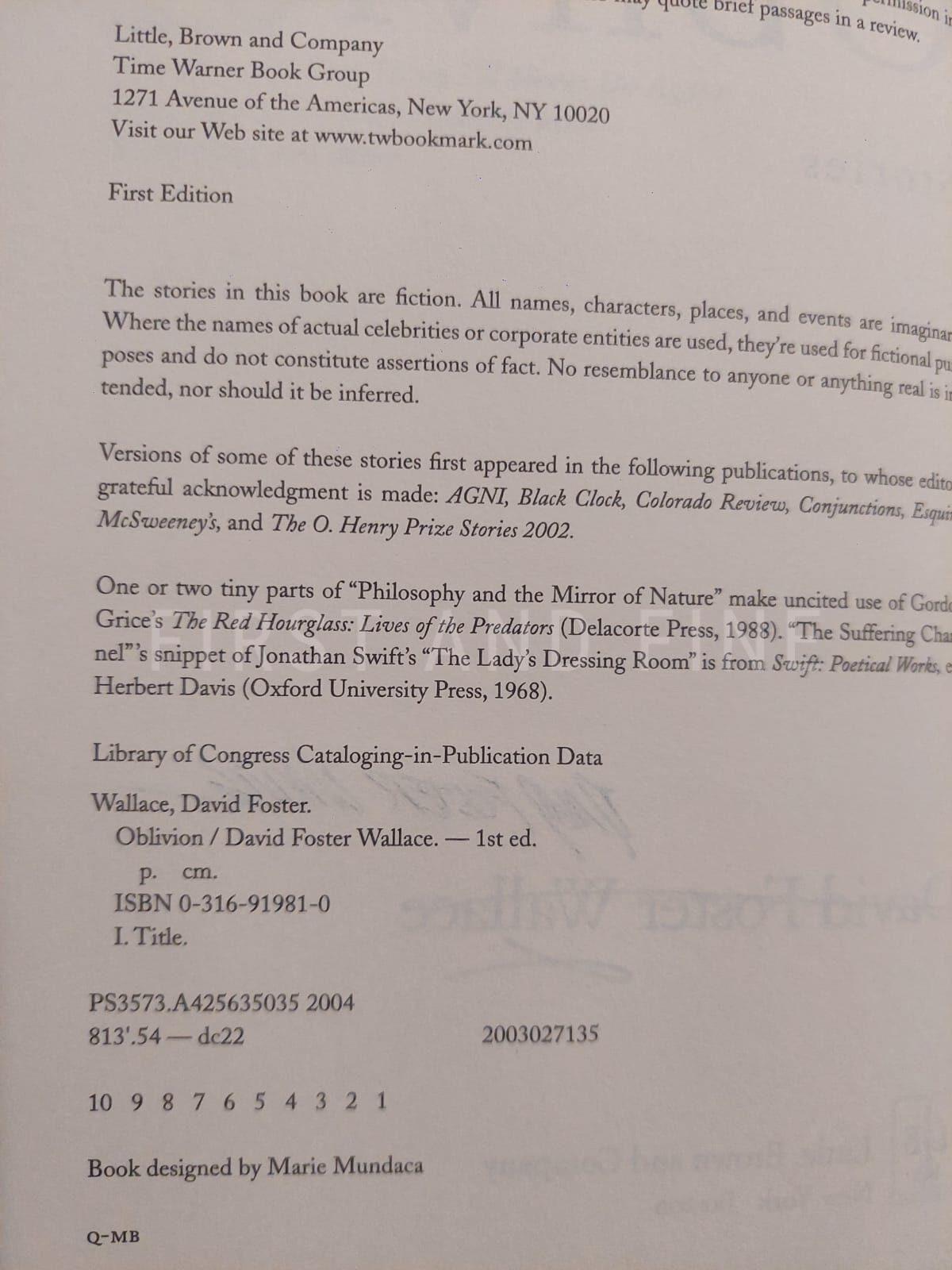 Foster Wallace, David (2004) 'Oblivion', US signed first edition - Image 4