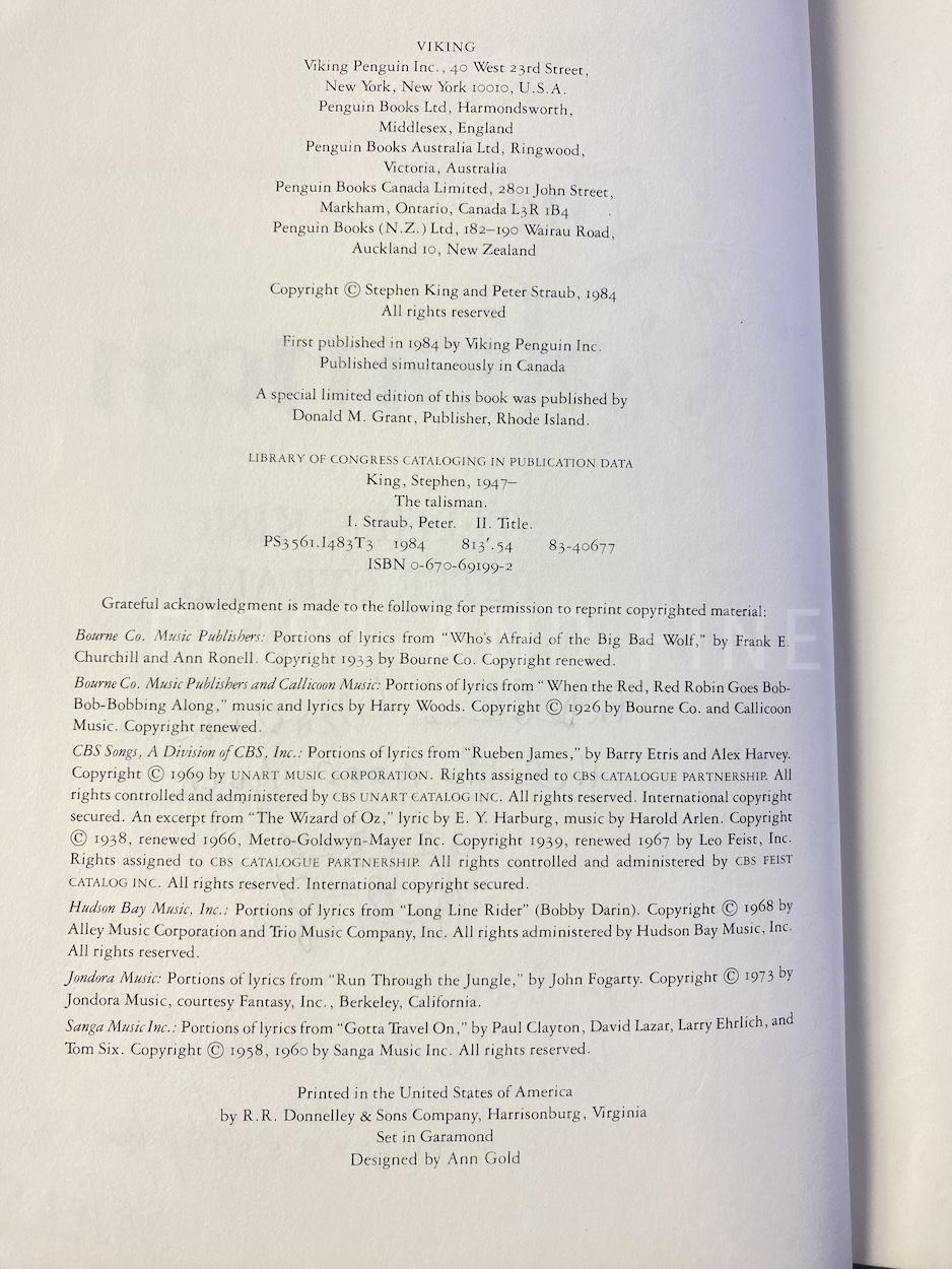 King, Stephen; and Straub, Peter (1984) 'The Talisman', US double signed and inscribed first edition - Image 3