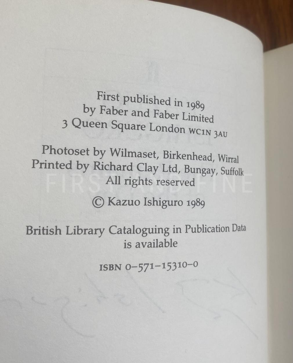 Ishiguro (1989) 'The Remains of the Day', UK signed first edition - Image 3