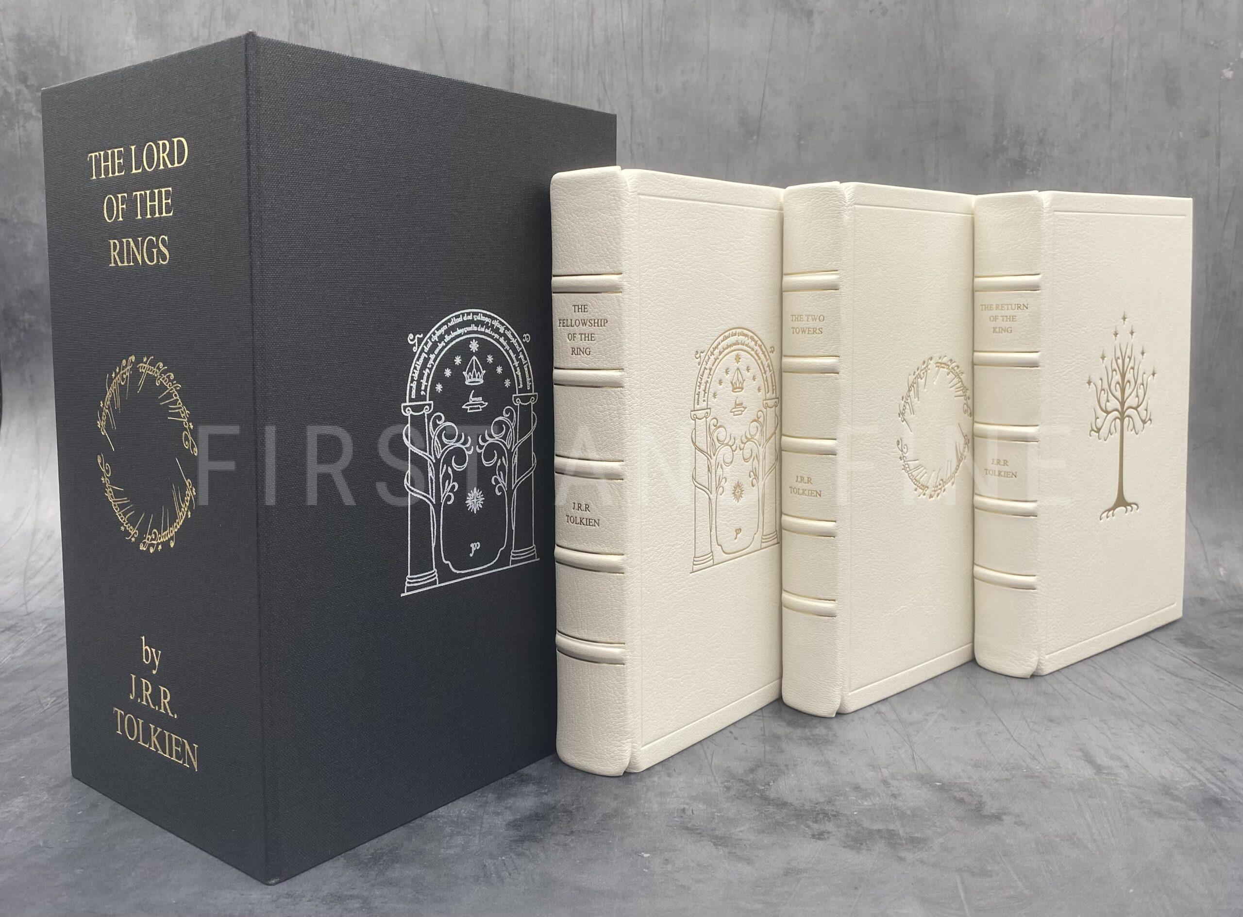 Tolkien, J.R.R. (1954, 55) 'The Lord of the Rings', UK first edition set (2/2/1), beautifully rebound in full white leather