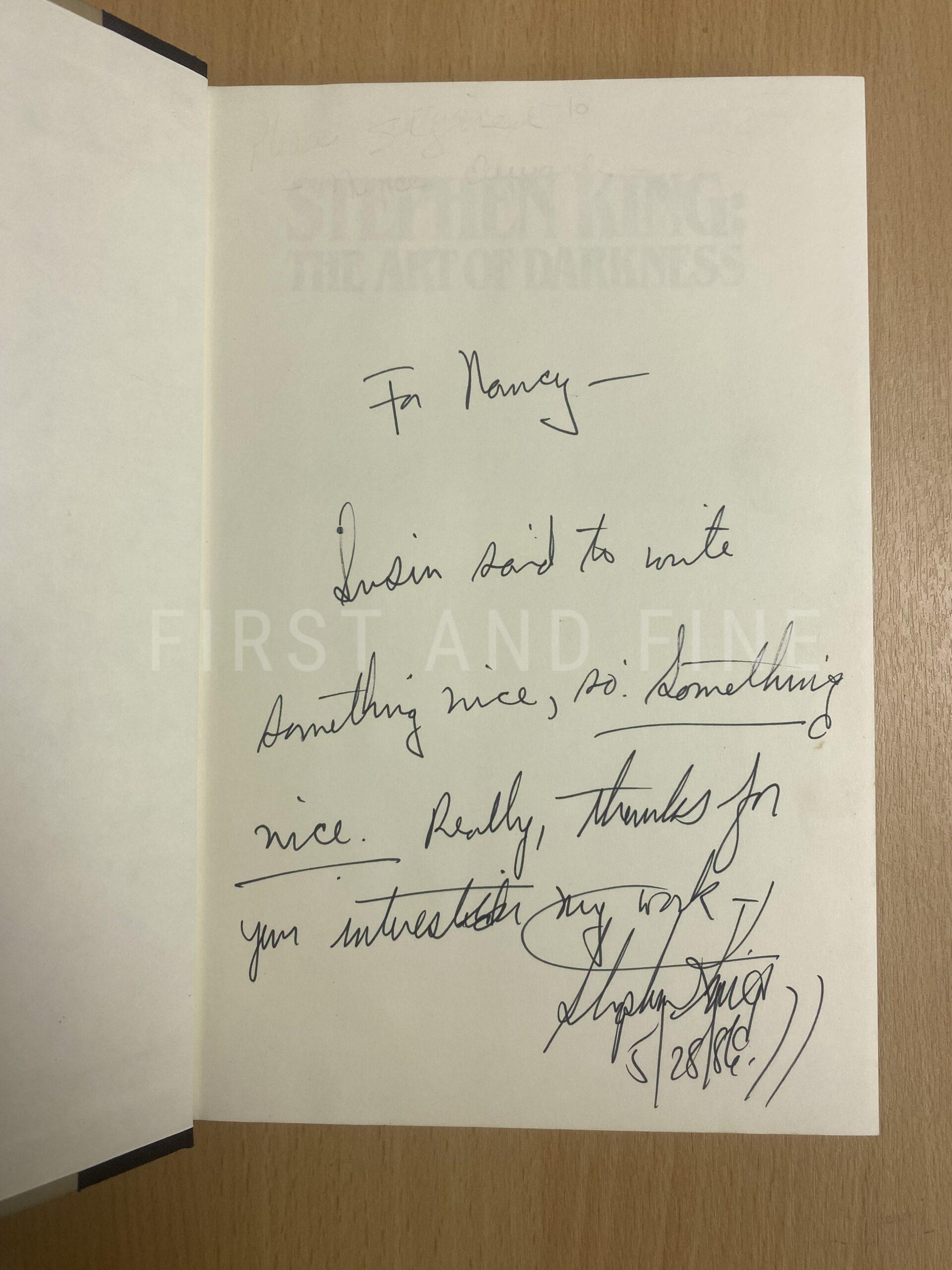 Winter, Douglas E. (1984) 'Stephen King: The Art of Darkness', US first edition, signed and inscribed by Stephen King - Image 2