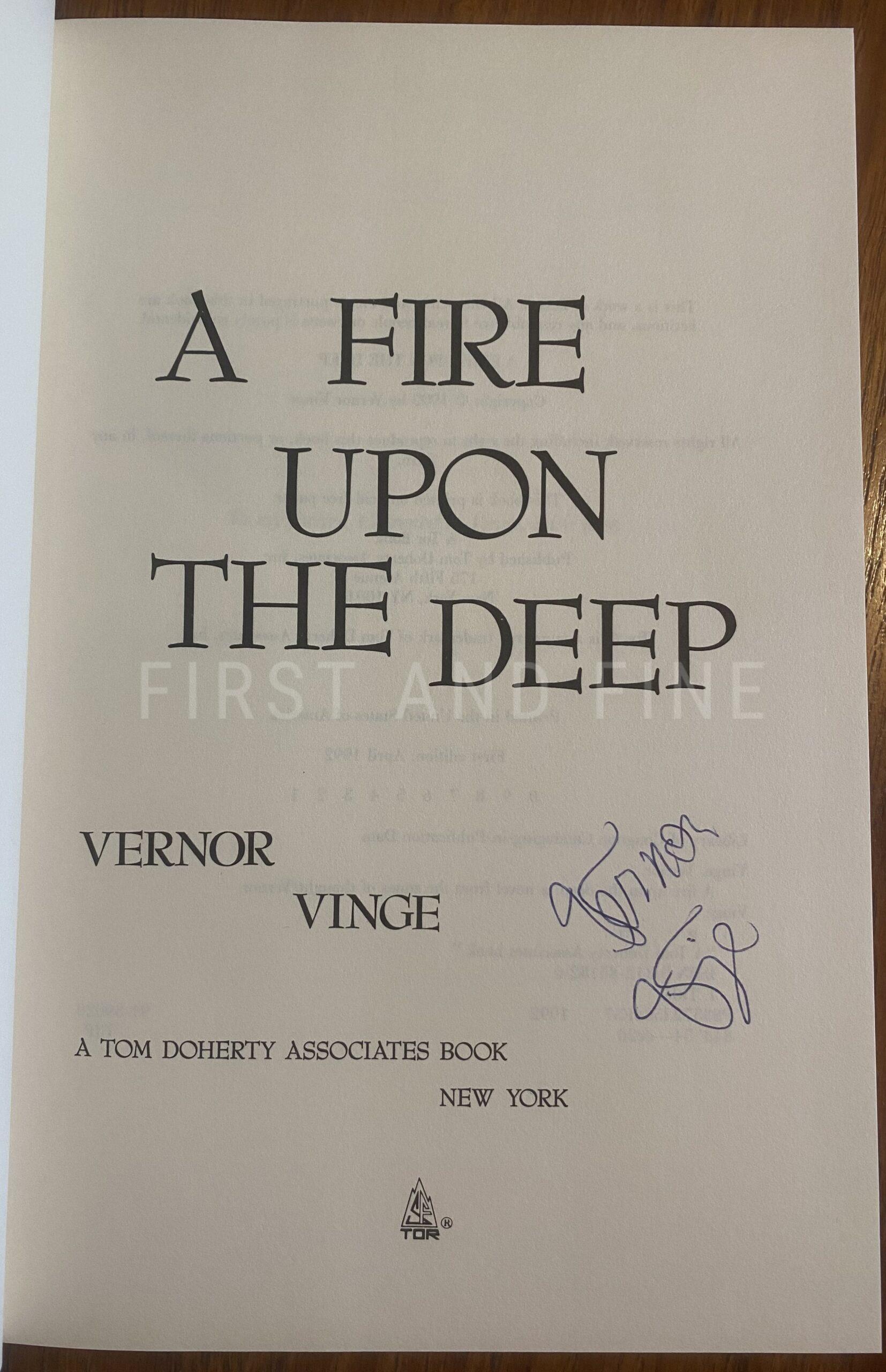 Vinge, Vernor (1992) 'A Fire Upon the Deep', US signed first edition - Image 2