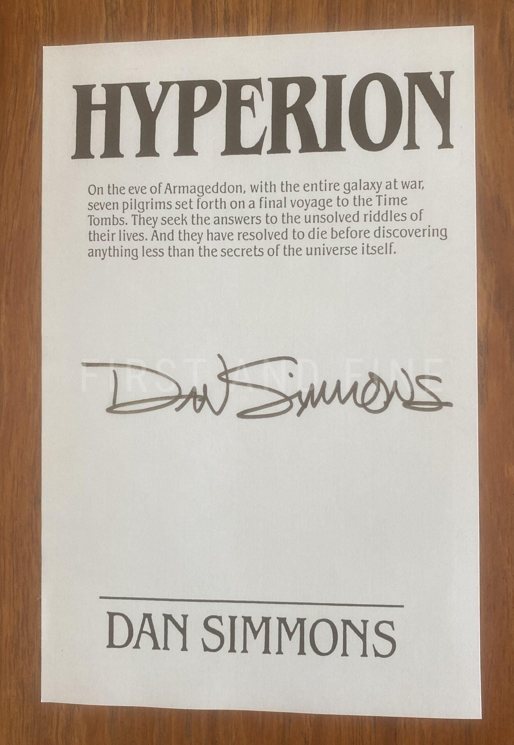 Simmons, Dan (1989) 'Hyperion', US signed and inscribed first edition - Image 4