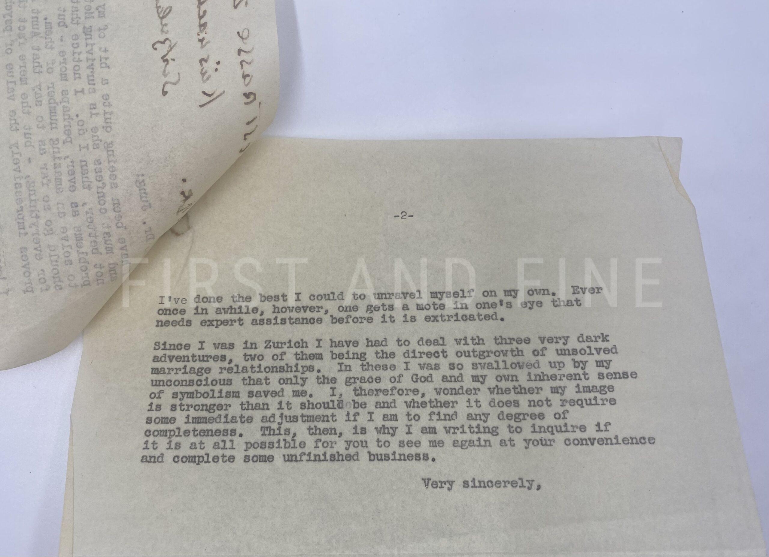 Jung, Carl Gustav (1946) typed letter signed by Jung - Image 3