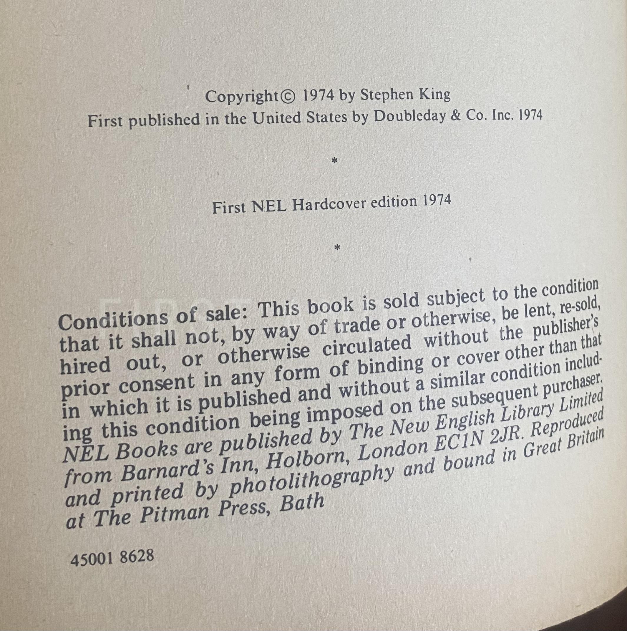 King, Stephen (1974) 'Carrie', UK first edition with the original first edition dust jacket - Image 2