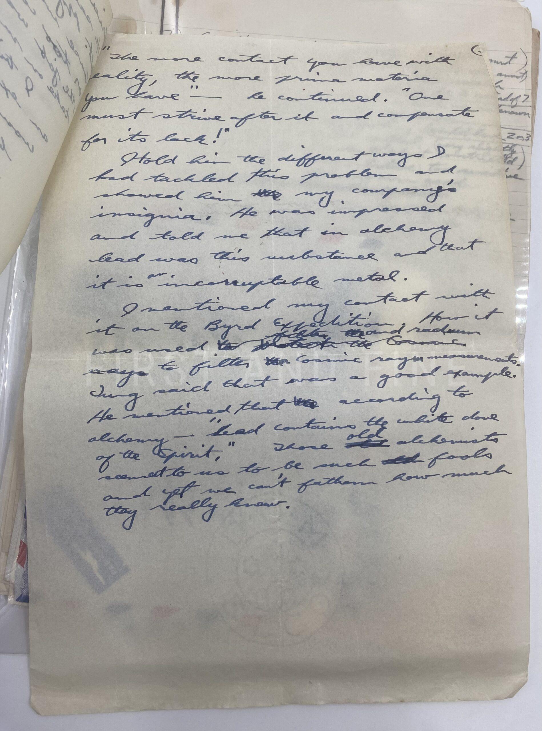 Jung, Carl Gustav (1947) original signed letter together with an archive of manuscript material relating to Jung and his close circle including Alice Lewisohn, Toni Wolff and C.A. Meier - Image 11